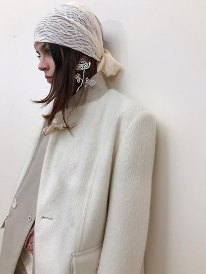 AnnoMundi Handwoven Horn Button Wool Coat with Fleece Lining