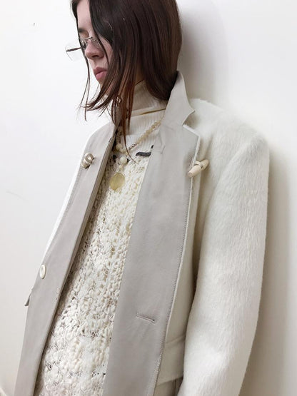 AnnoMundi Handwoven Horn Button Wool Coat with Fleece Lining