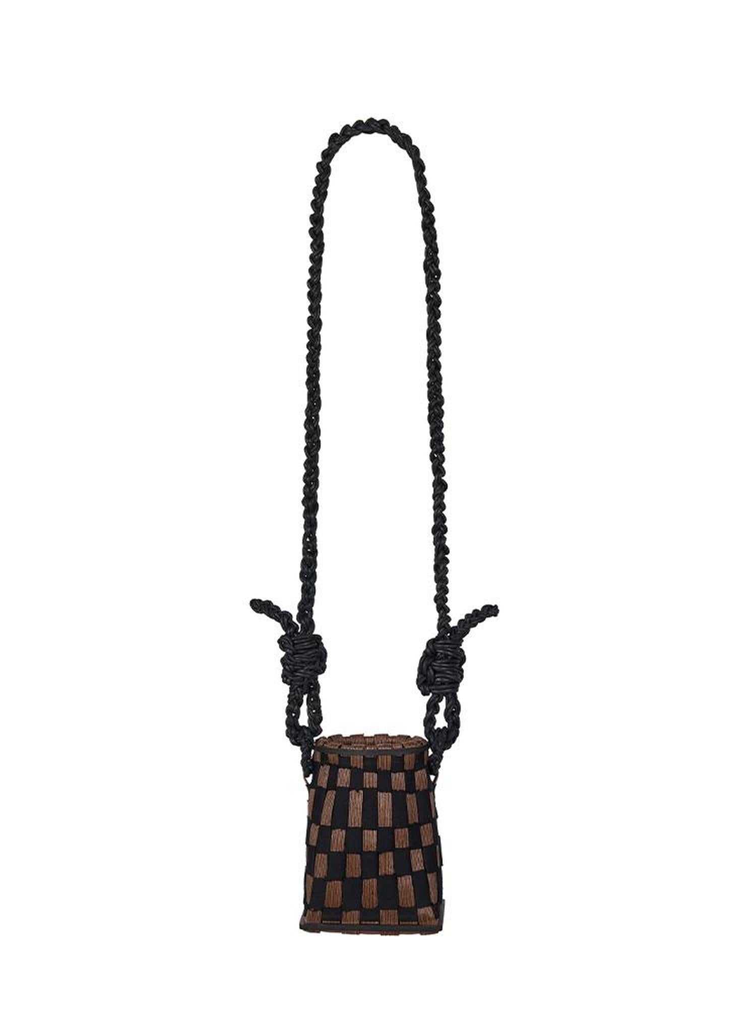 AnnoMundi Handwoven Rattan Vase Bag With Shoulder Strap