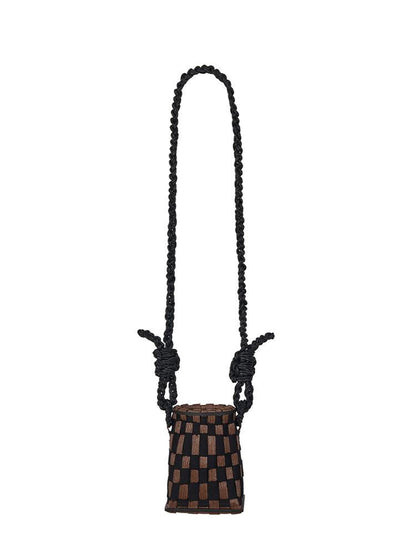AnnoMundi Handwoven Rattan Vase Bag With Shoulder Strap