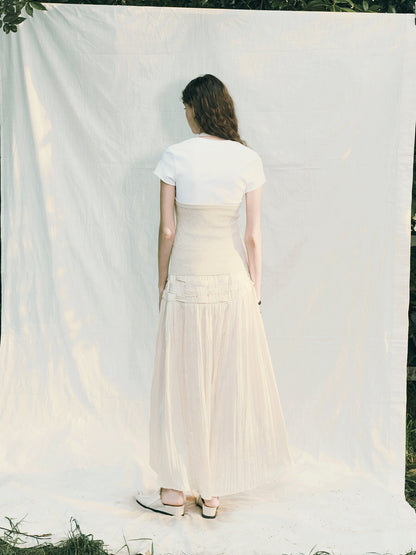 AnnoMundi Handwoven Texture A Line Midi Skirt With Asymmetric Hem