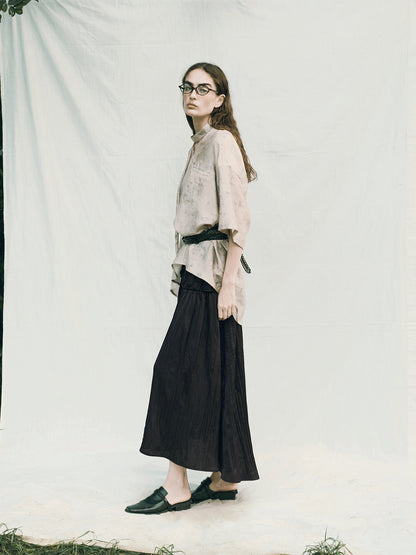 AnnoMundi Handwoven Texture A Line Midi Skirt With Asymmetric Hem