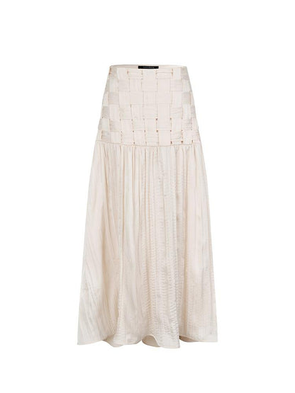 AnnoMundi Handwoven Texture A Line Midi Skirt With Asymmetric Hem