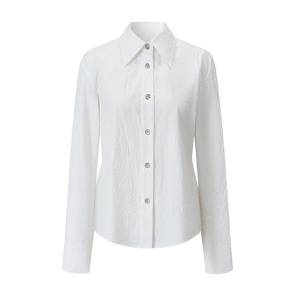 AnnoMundi Hidden Jacquard Asymmetrical Pleated Bird Button Women&