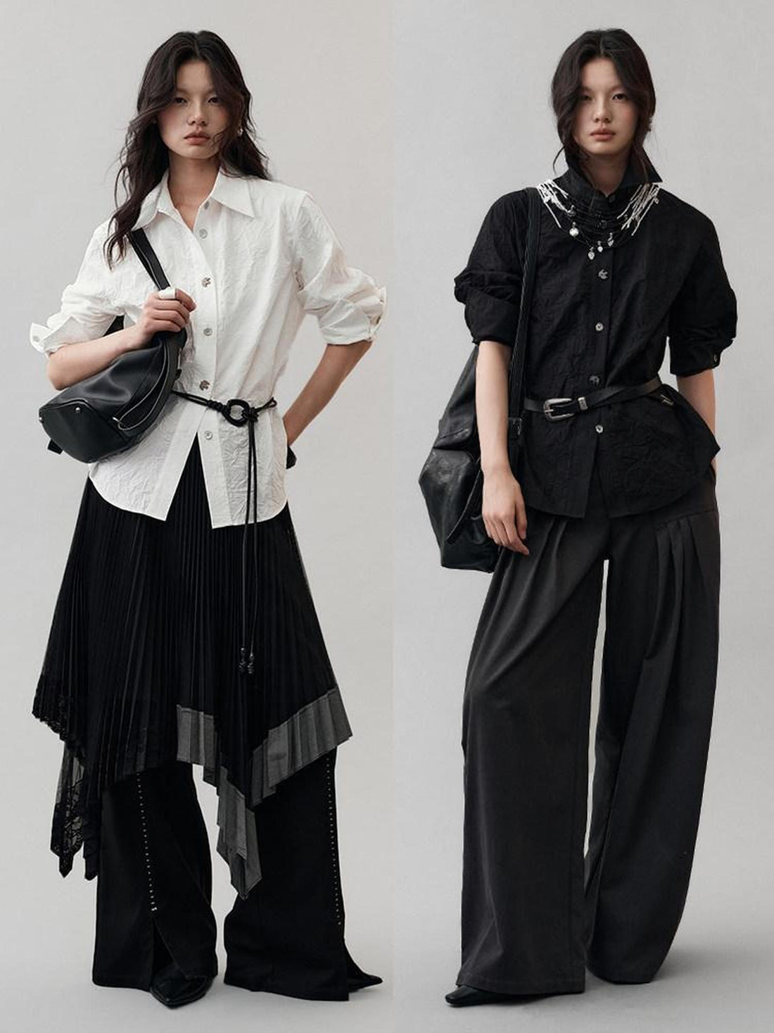 AnnoMundi Hidden Jacquard Asymmetrical Pleated Bird Button Women&