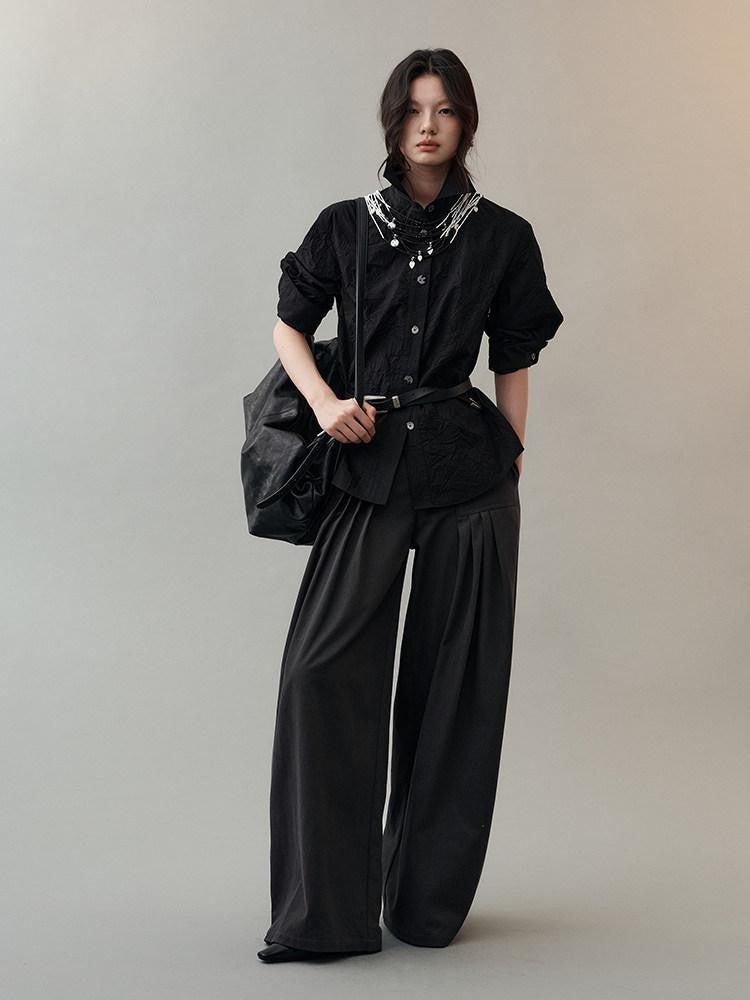 AnnoMundi Hidden Jacquard Asymmetrical Pleated Bird Button Women&
