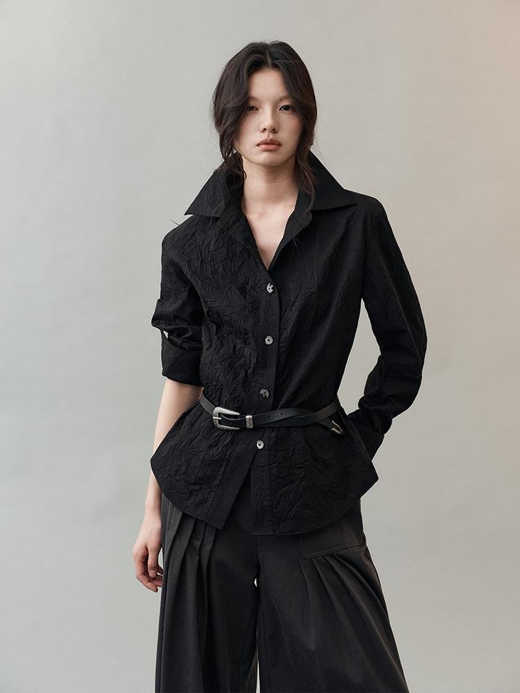 AnnoMundi Hidden Jacquard Asymmetrical Pleated Bird Button Women&