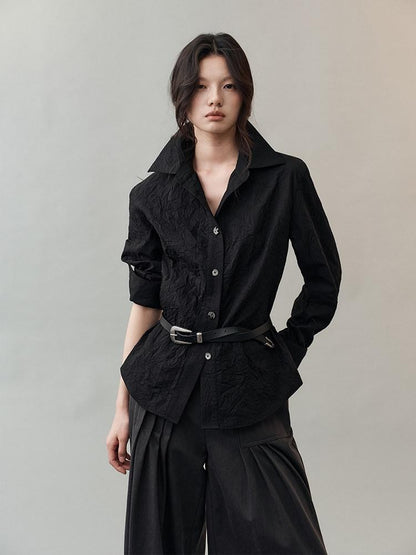 AnnoMundi Hidden Jacquard Asymmetrical Pleated Bird Button Women&