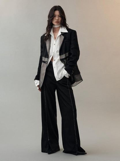 AnnoMundi Hidden Jacquard Asymmetrical Pleated Bird Button Women&