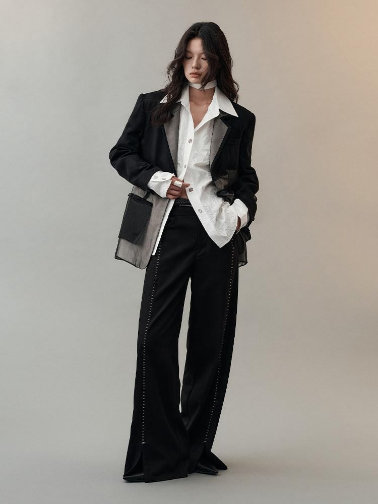 AnnoMundi Hidden Jacquard Asymmetrical Pleated Bird Button Women&