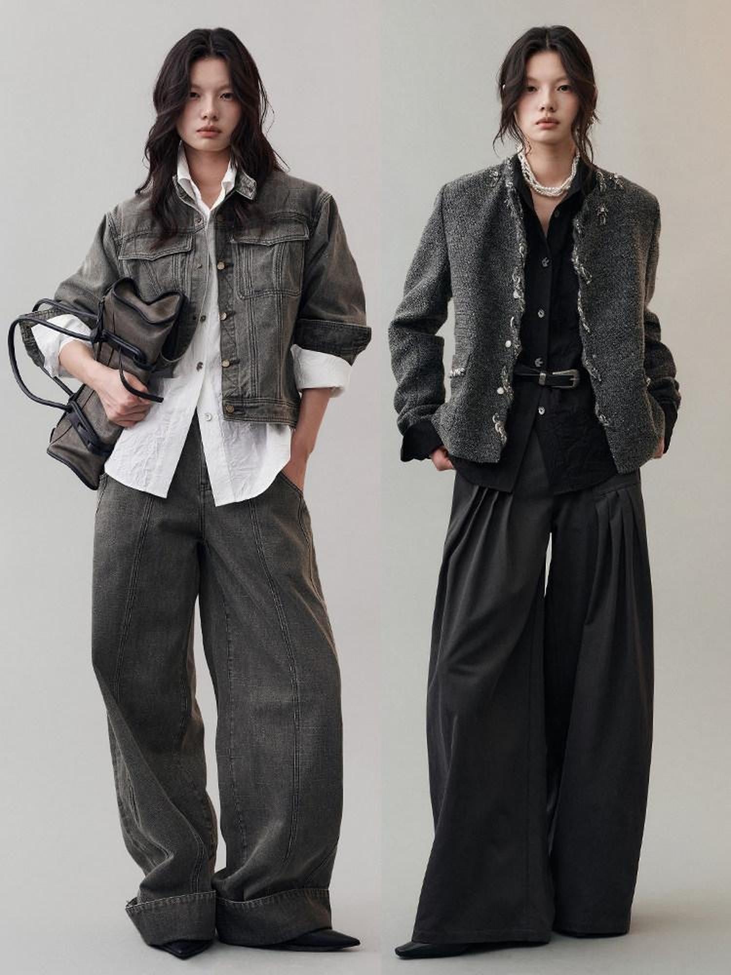 AnnoMundi Hidden Jacquard Asymmetrical Pleated Bird Button Women&
