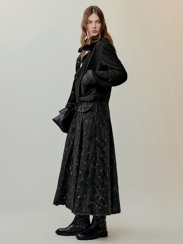 AnnoMundi High Waist Maxi Skirt Two Piece Cropped Blazer Women Casual Black Gray Suit
