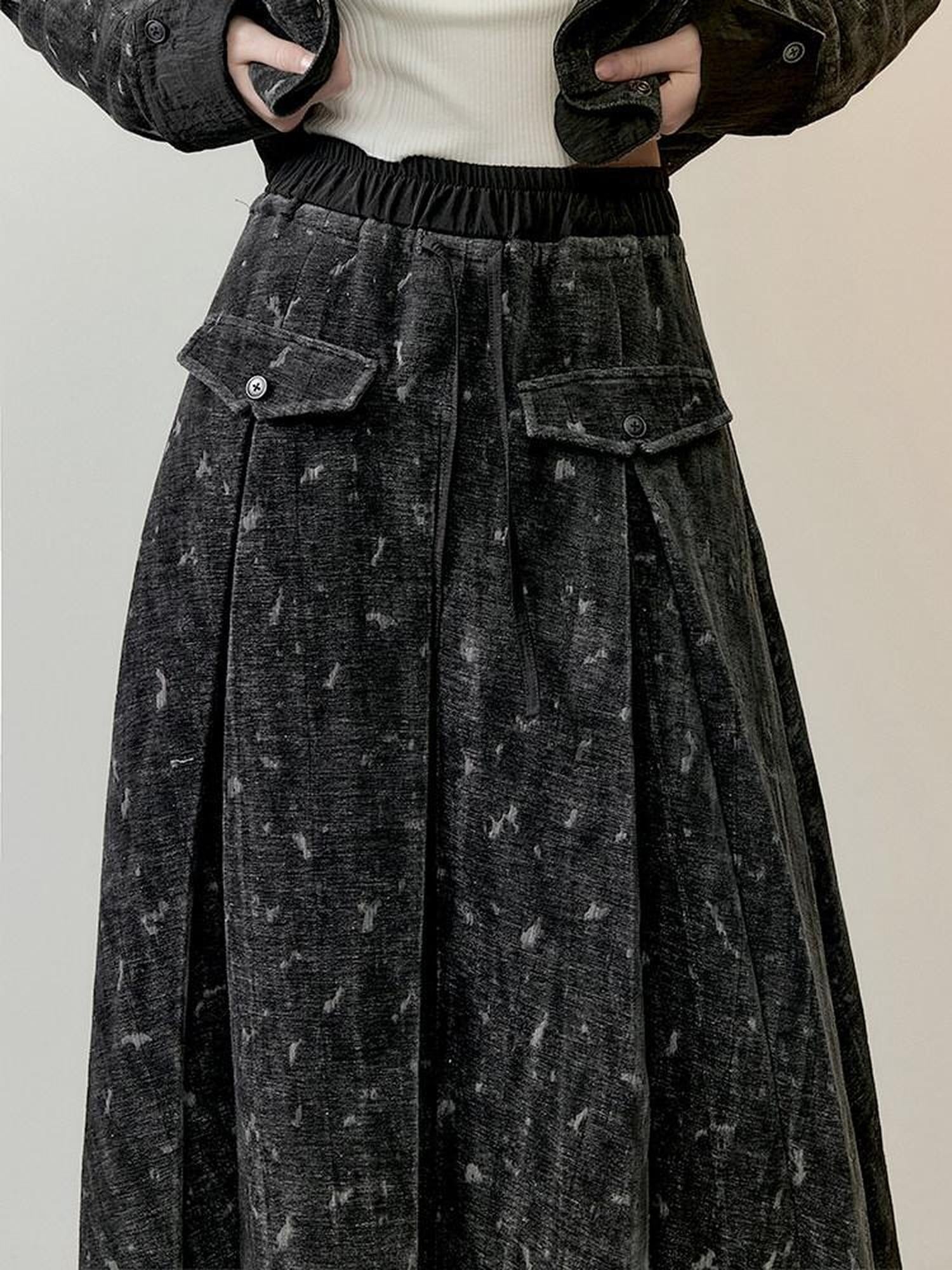 AnnoMundi High Waist Maxi Skirt Two Piece Cropped Blazer Women Casual Black Gray Suit