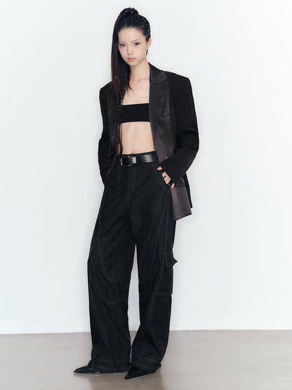 AnnoMundi High Waisted Cargo Pants With Contrast Stitching