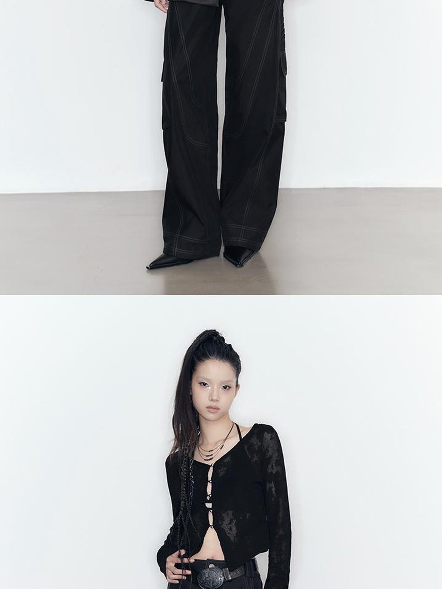 AnnoMundi High Waisted Cargo Pants With Contrast Stitching