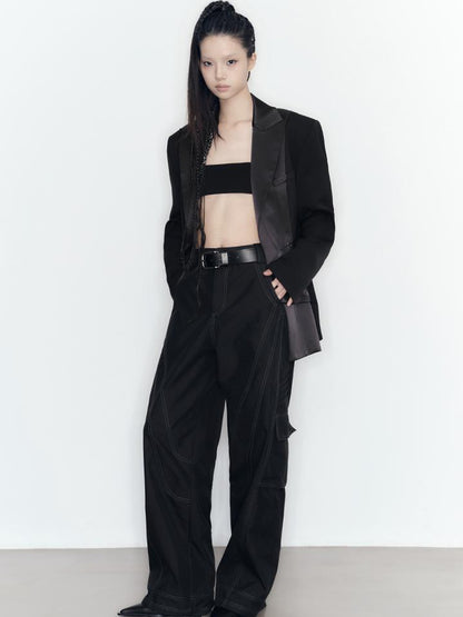 AnnoMundi High Waisted Cargo Pants With Contrast Stitching