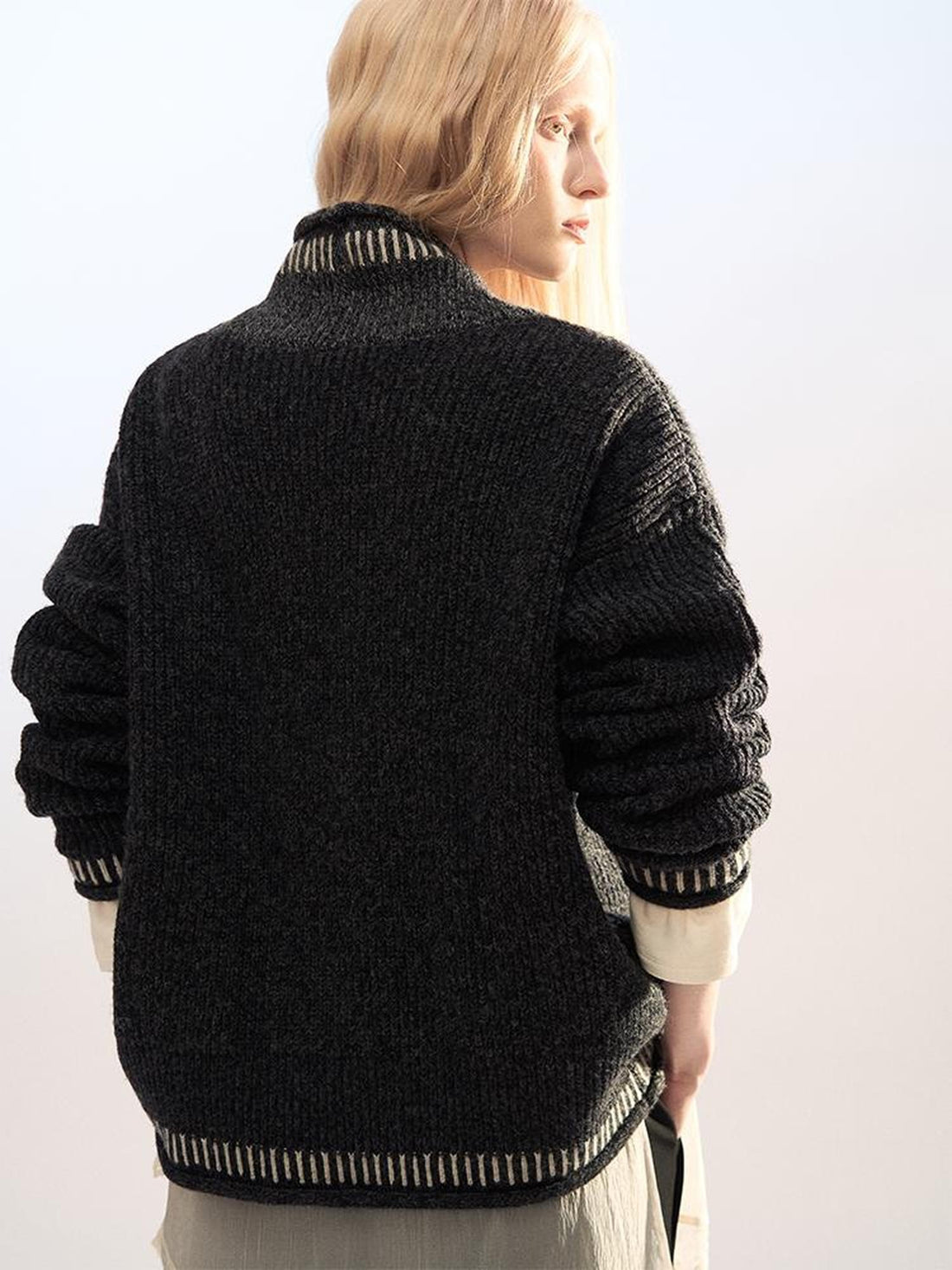 AnnoMundi Horn Button Color Block Cape Women&
