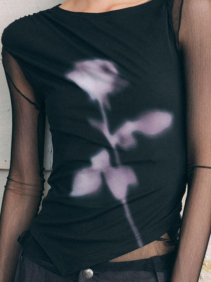 AnnoMundi Ink Mist Rose Ombre Asymmetric One Shoulder Women&
