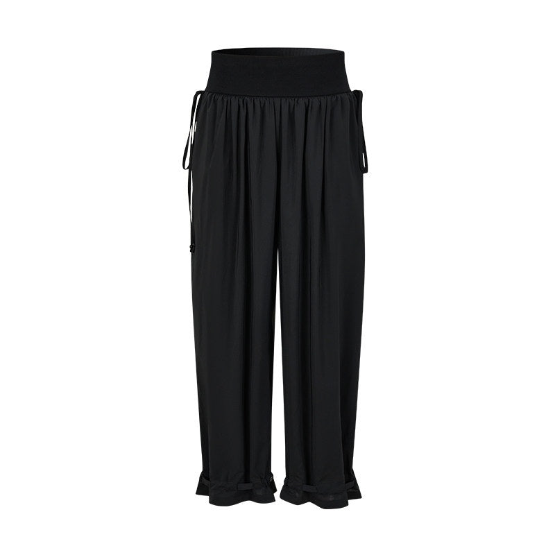 AnnoMundi Ink Shadow Drape Pleats Embroidered Striped Rib Waist Women&