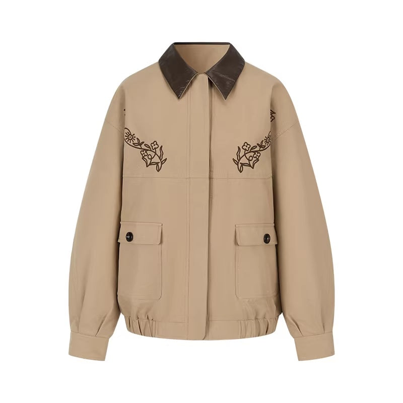 AnnoMundi_Insulated_Warm_Cropped_Relaxed_Fit_Long_Sleeve_Zipper_Front_Khaki_Jacket_MISSTT