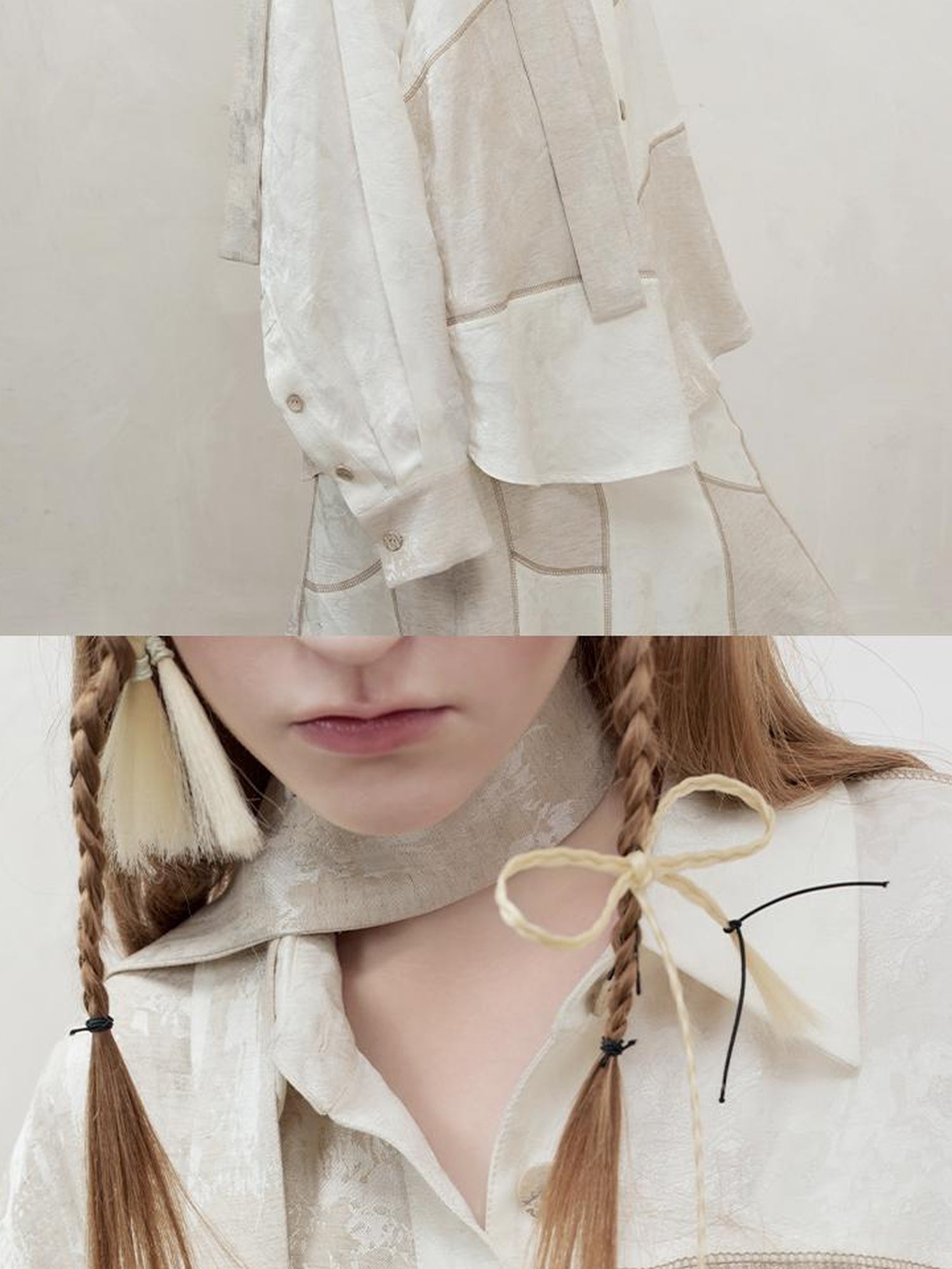 AnnoMundi Interwoven Light Textured Shirt Skirt Set V Neck T Shirt Long Sleeve