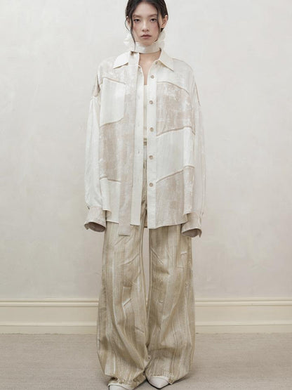 AnnoMundi Interwoven Light Textured Shirt Skirt Set V Neck T Shirt Long Sleeve
