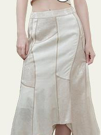 AnnoMundi Interwoven Light Textured Shirt Skirt Set V Neck T Shirt Long Sleeve