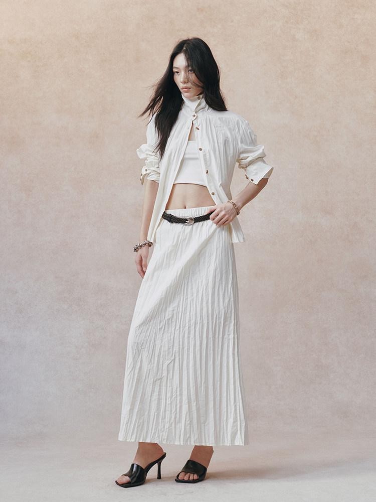 AnnoMundi Ivory 3d Pressed Pleats Adjustable Waist Women&