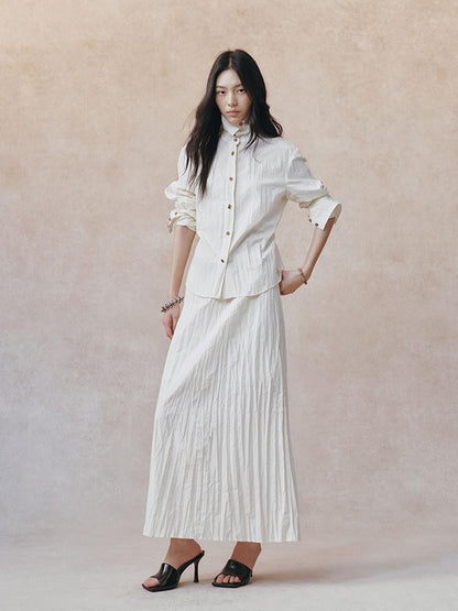 AnnoMundi Ivory 3d Pressed Pleats Adjustable Waist Women&