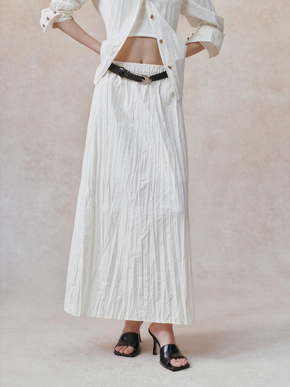 AnnoMundi Ivory 3d Pressed Pleats Adjustable Waist Women&