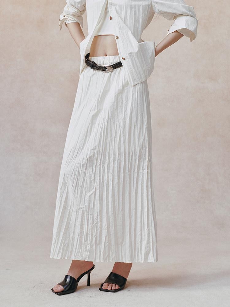 AnnoMundi Ivory 3d Pressed Pleats Adjustable Waist Women&