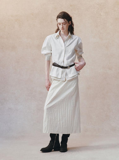 AnnoMundi Ivory 3d Pressed Pleats Adjustable Waist Women&