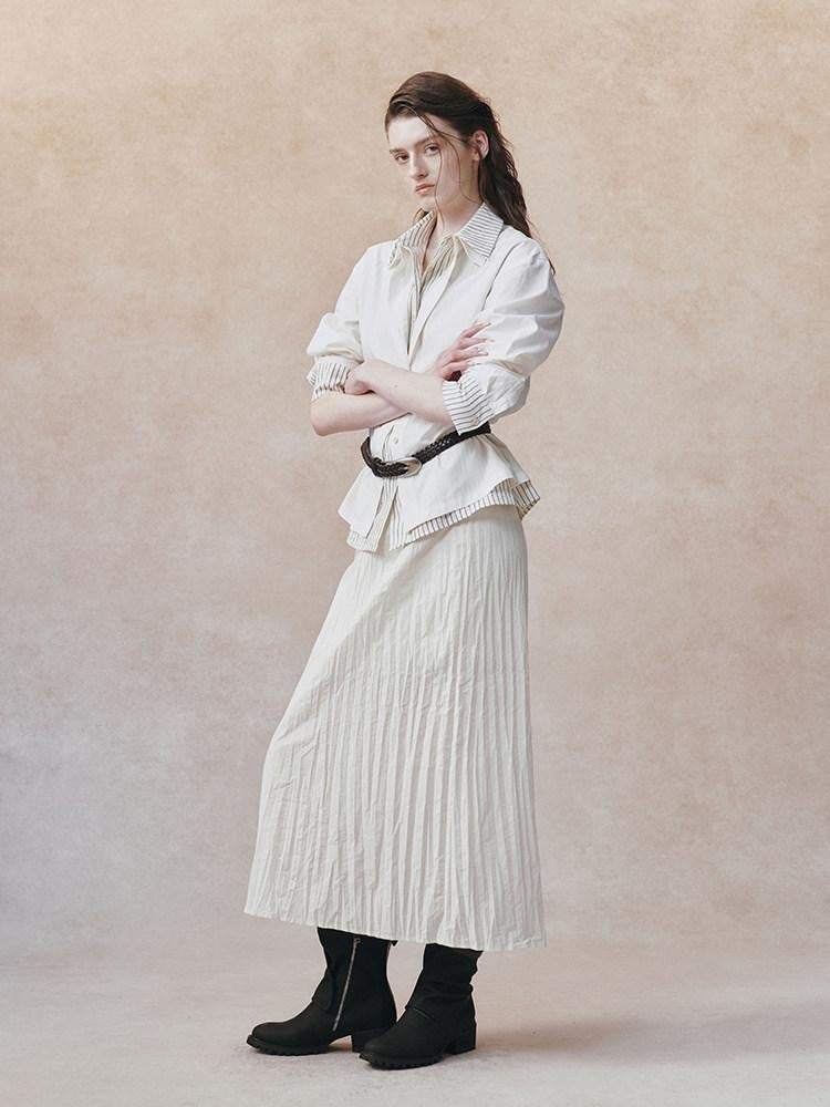 AnnoMundi Ivory 3d Pressed Pleats Adjustable Waist Women&