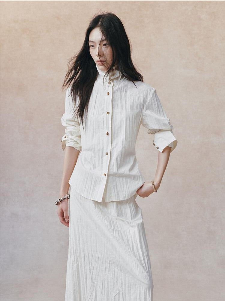 AnnoMundi Ivory 3d Pressed Pleats Adjustable Waist Women&
