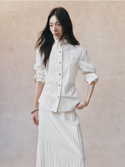 AnnoMundi Ivory 3d Pressed Pleats Adjustable Waist Women&