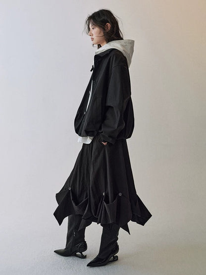 AnnoMundi Lace Collar Tie Hooded Loose Pleated Women White Cotton Tencel Blouse