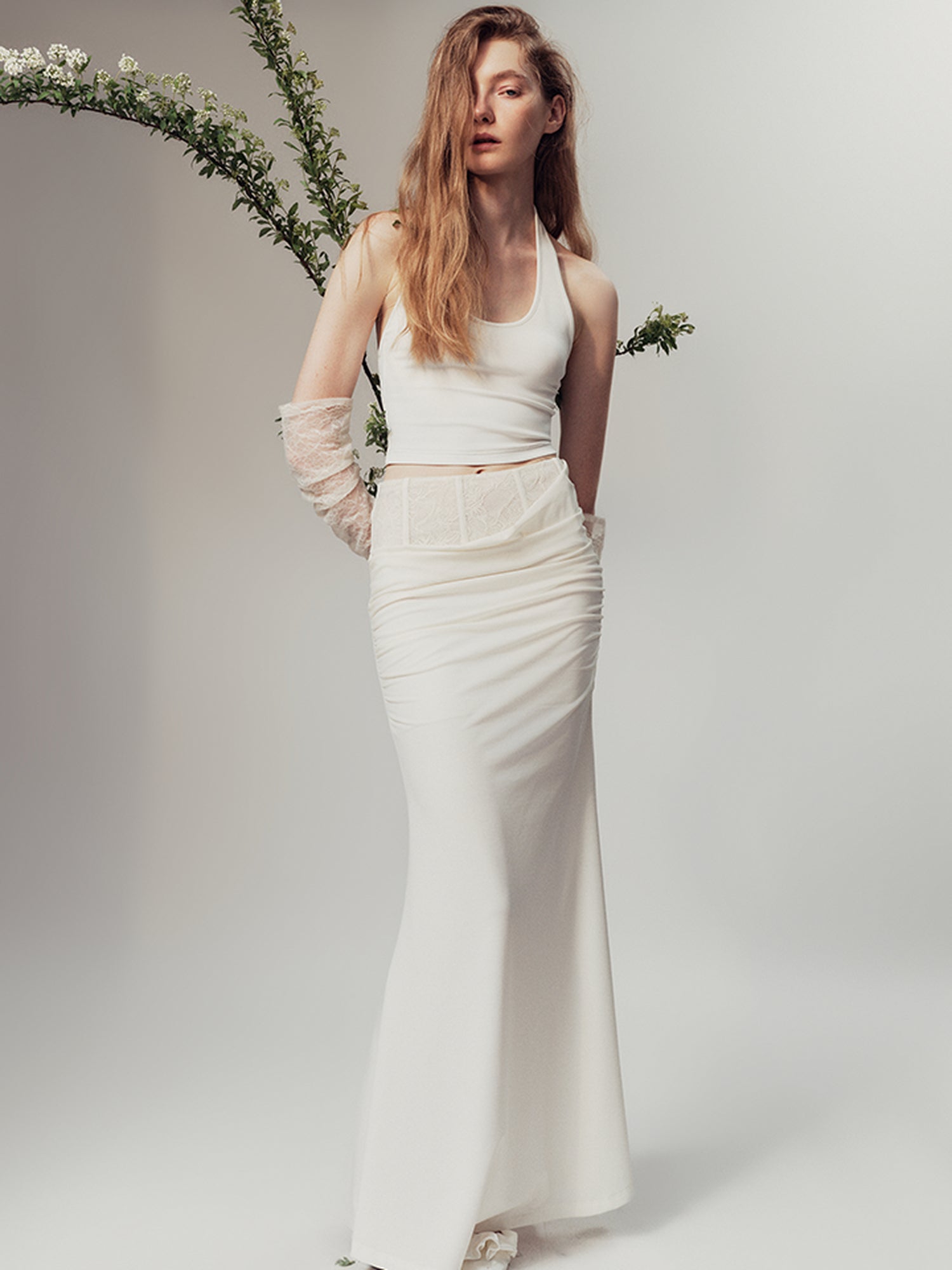 AnnoMundi Lace Corset Venus Mermaid Maxi Skirt With Flared Hem
