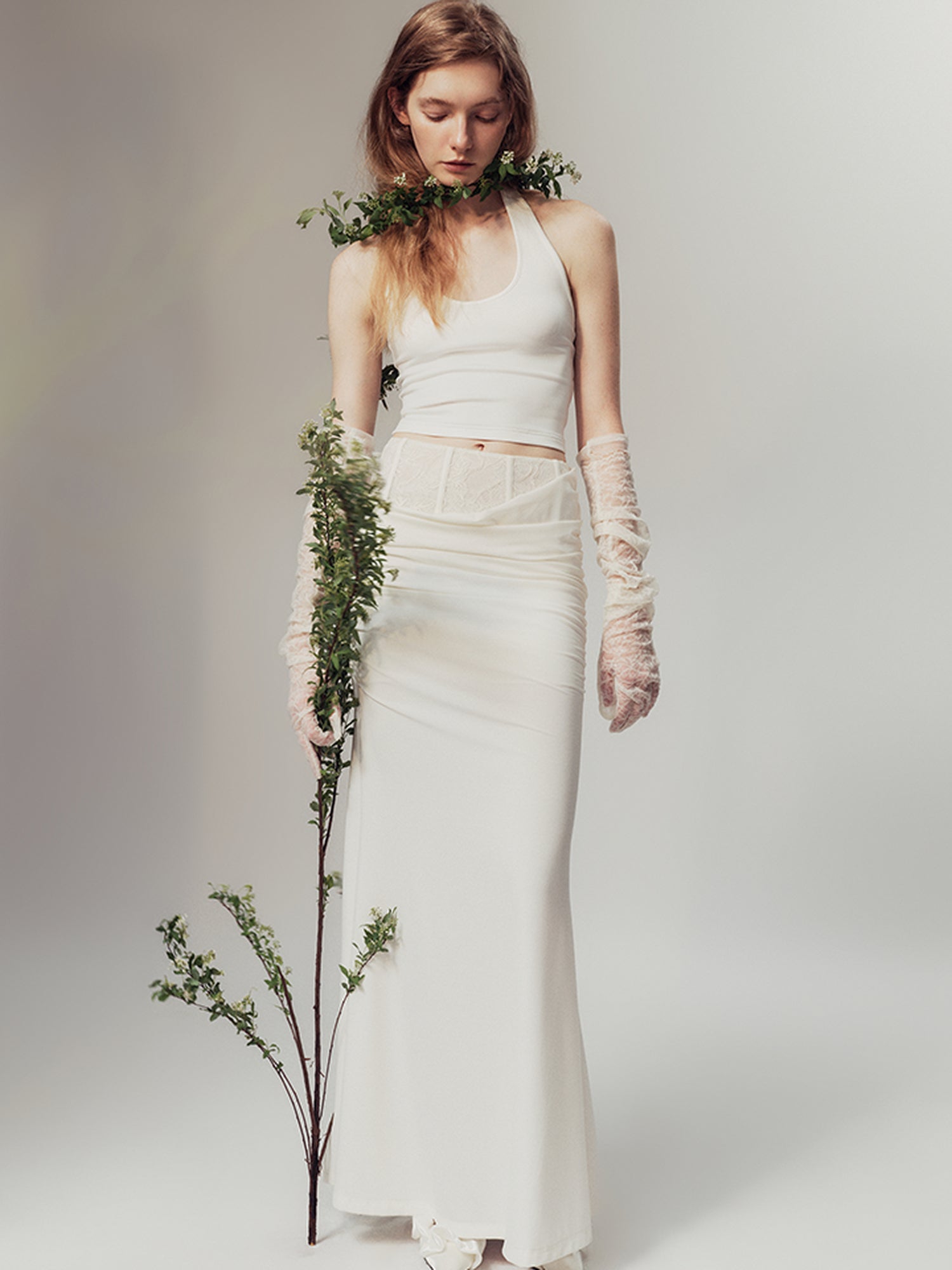 AnnoMundi Lace Corset Venus Mermaid Maxi Skirt With Flared Hem