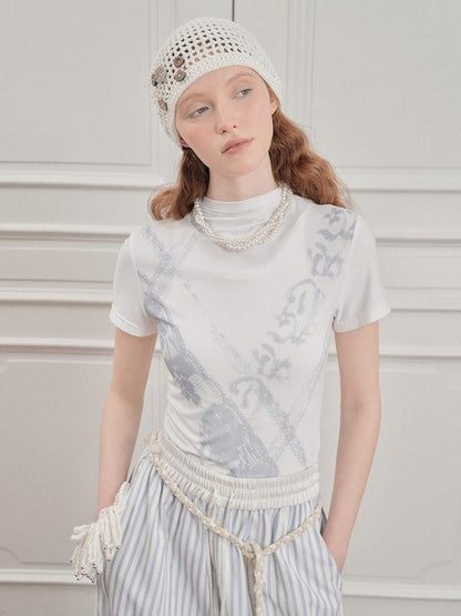 AnnoMundi Lace Filigree Print Fitted Tee
