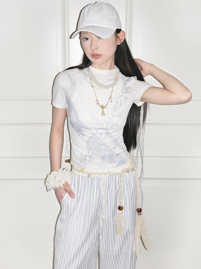 AnnoMundi Lace Filigree Print Fitted Tee