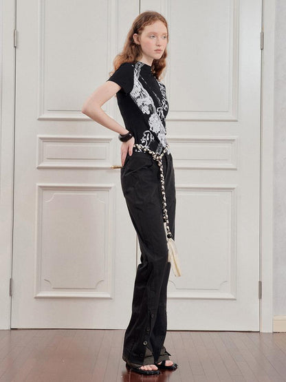 AnnoMundi Lace Filigree Print Fitted Tee