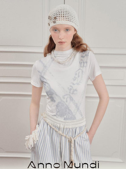 AnnoMundi Lace Filigree Print Fitted Tee