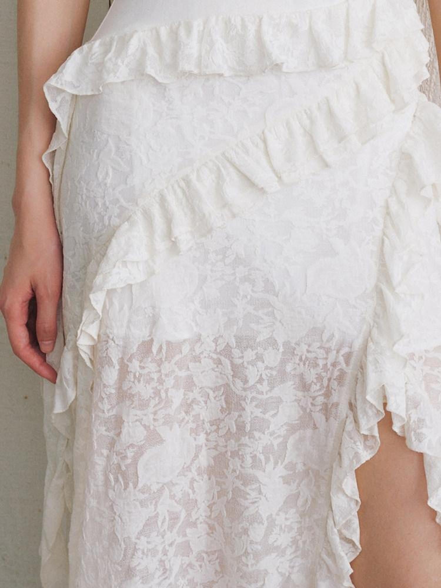 AnnoMundi Lace Halter Asymmetric Hem High Waist Women&
