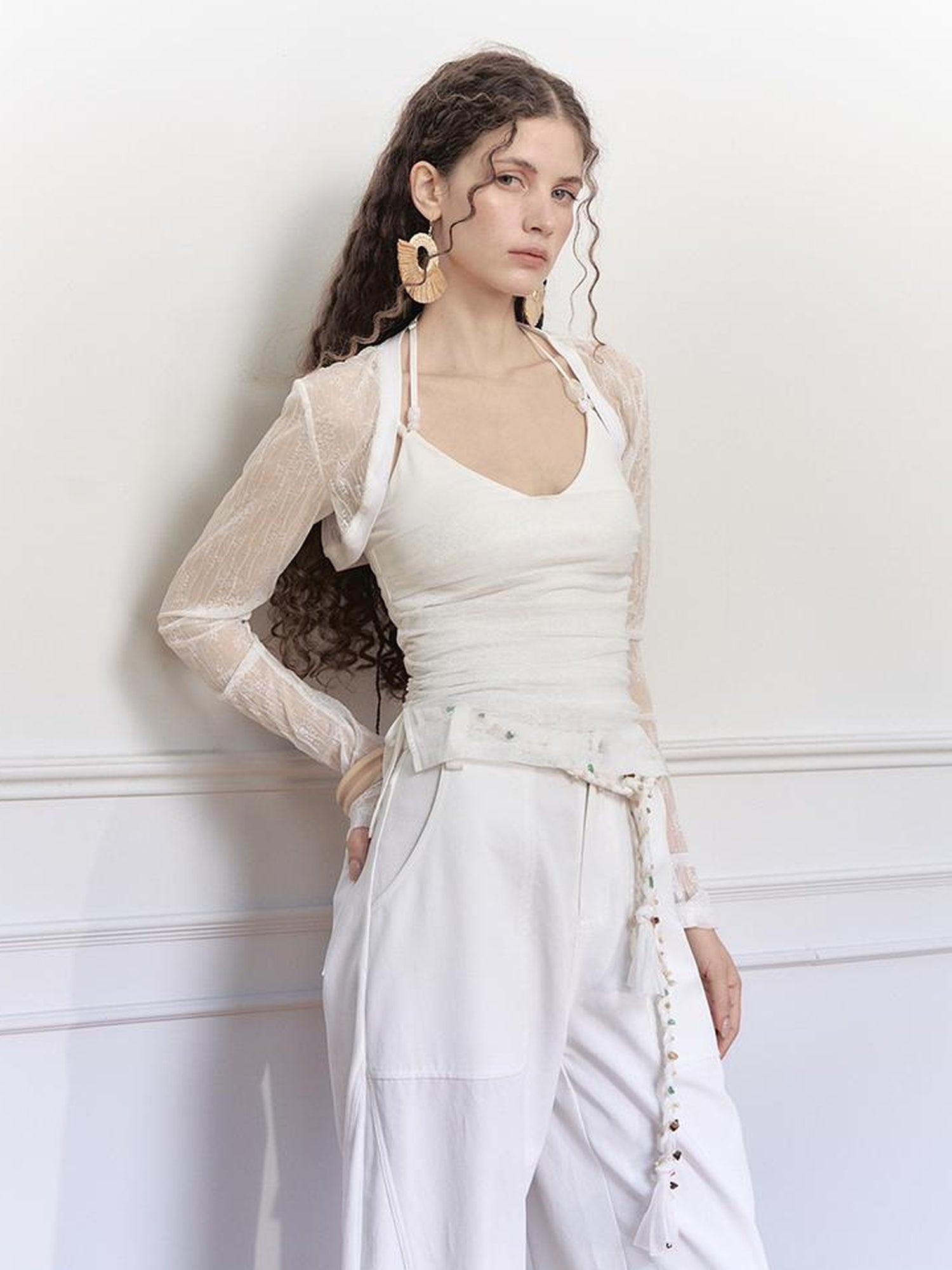 AnnoMundi Lace Jacquard Modal Sheer Bolero