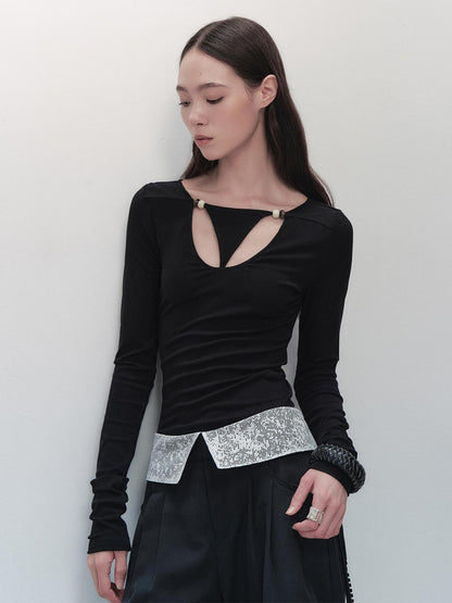 AnnoMundi Lace Knit Beaded Tee