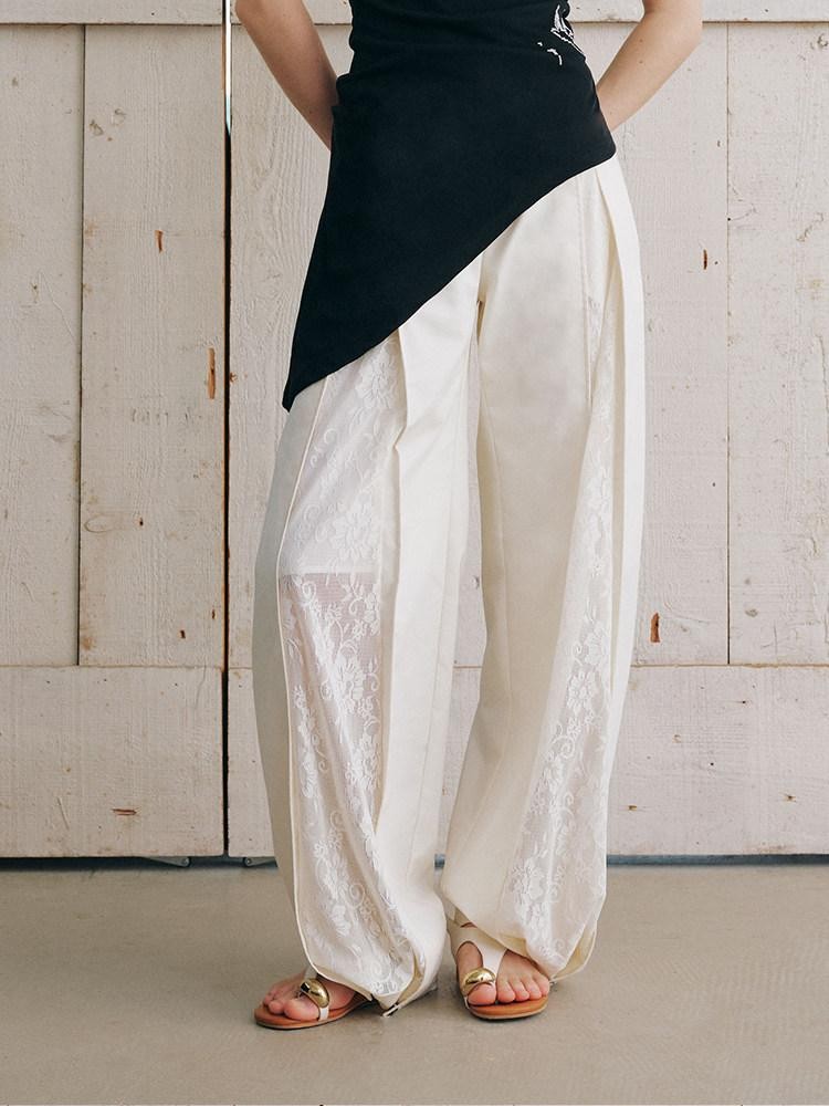 AnnoMundi Lace Splice Pleated High Waist Women&