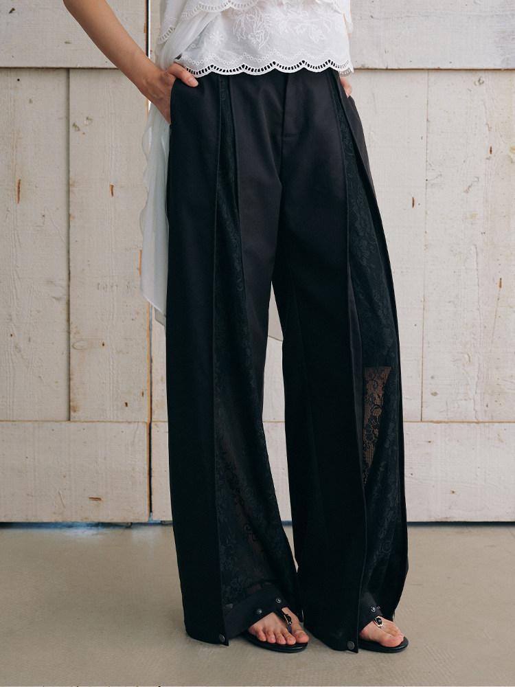 AnnoMundi Lace Splice Pleated High Waist Women&