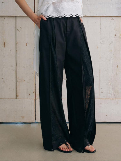 AnnoMundi Lace Splice Pleated High Waist Women&