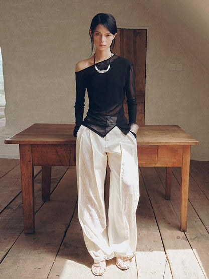 AnnoMundi Lace Splice Pleated High Waist Women&