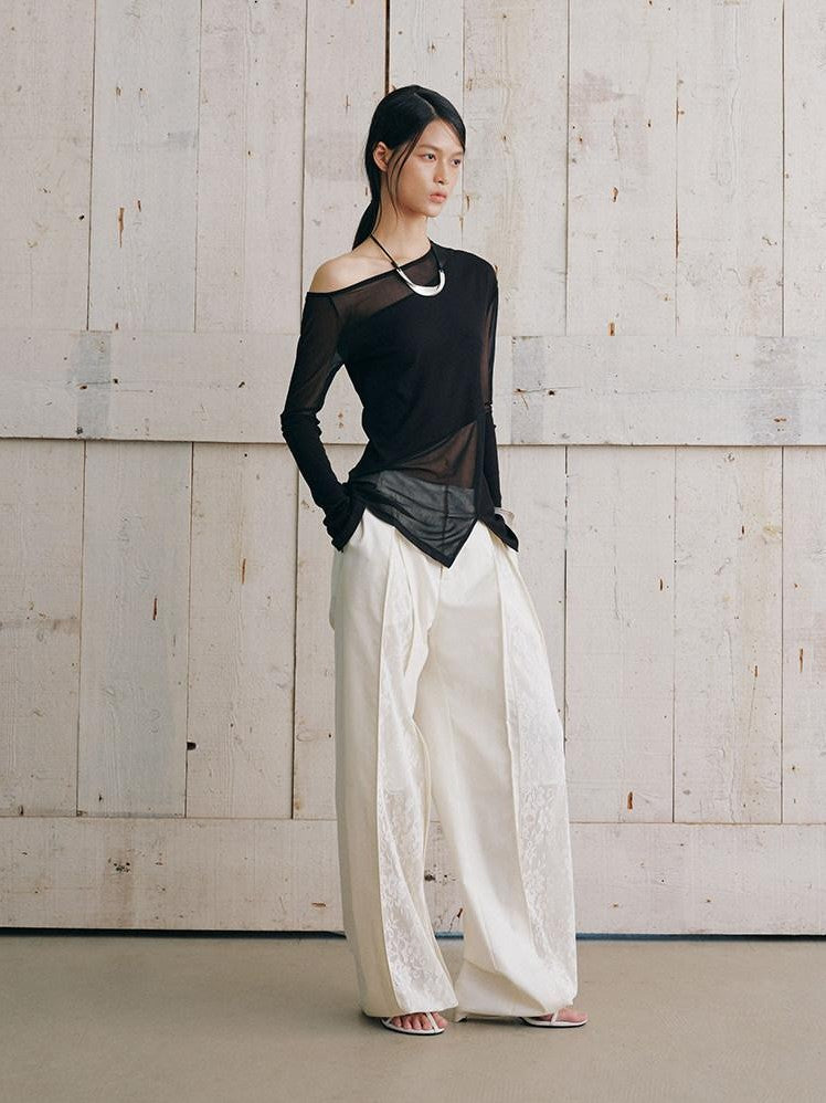 AnnoMundi Lace Splice Pleated High Waist Women&